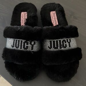Juicy couture black slippers, size 8-9